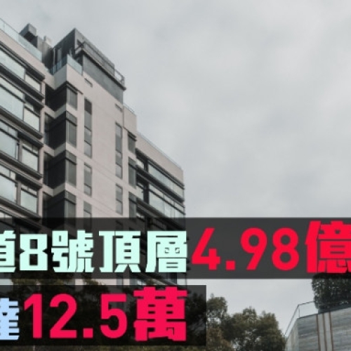 山頂道8號頂層4.98億沽 呎價達12.5萬